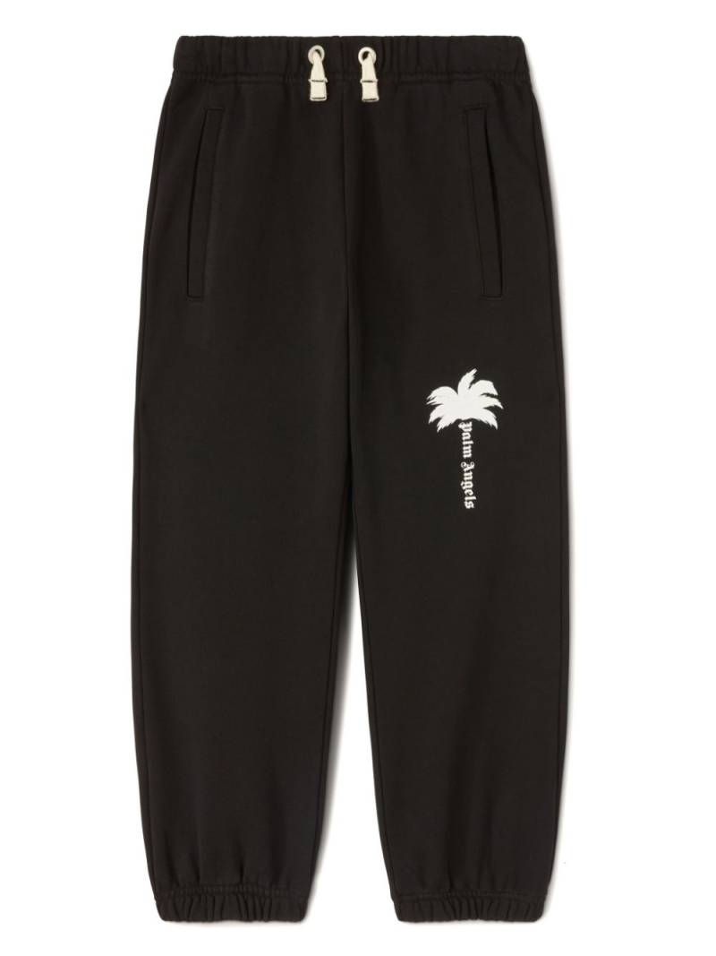 Palm Angels Kids The Palm cotton track pants - Black von Palm Angels Kids