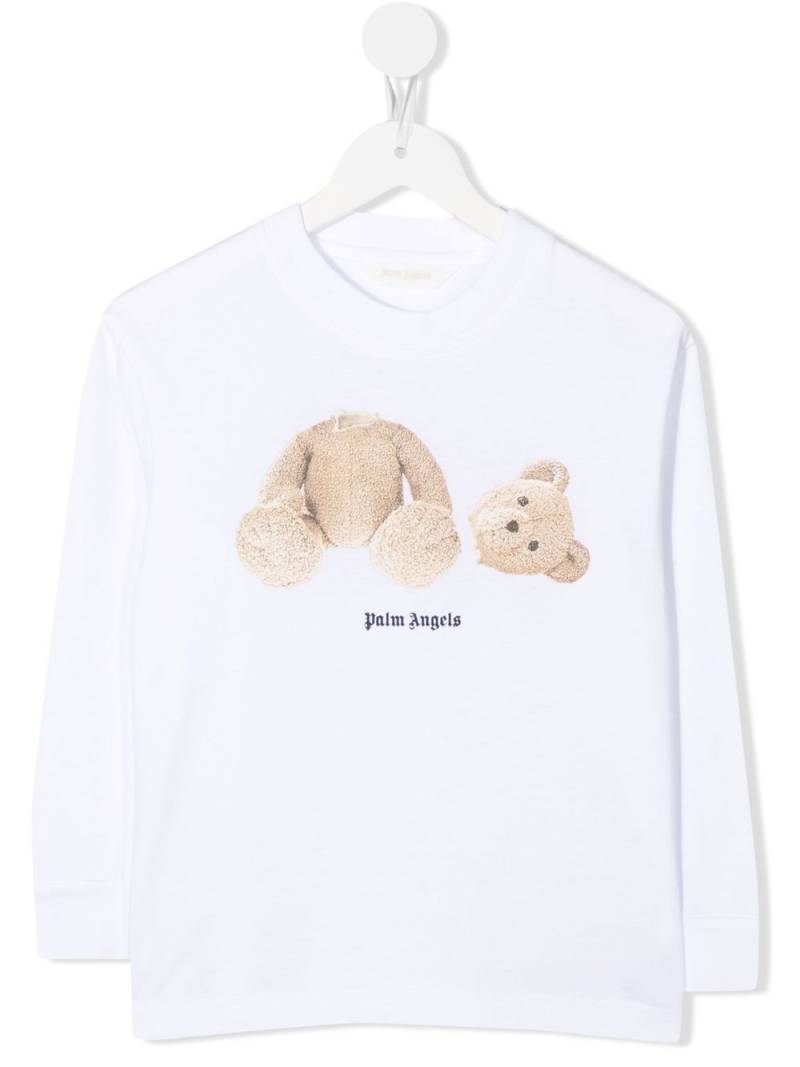 Palm Angels Kids bear-print long-sleeved T-shirt - White von Palm Angels Kids