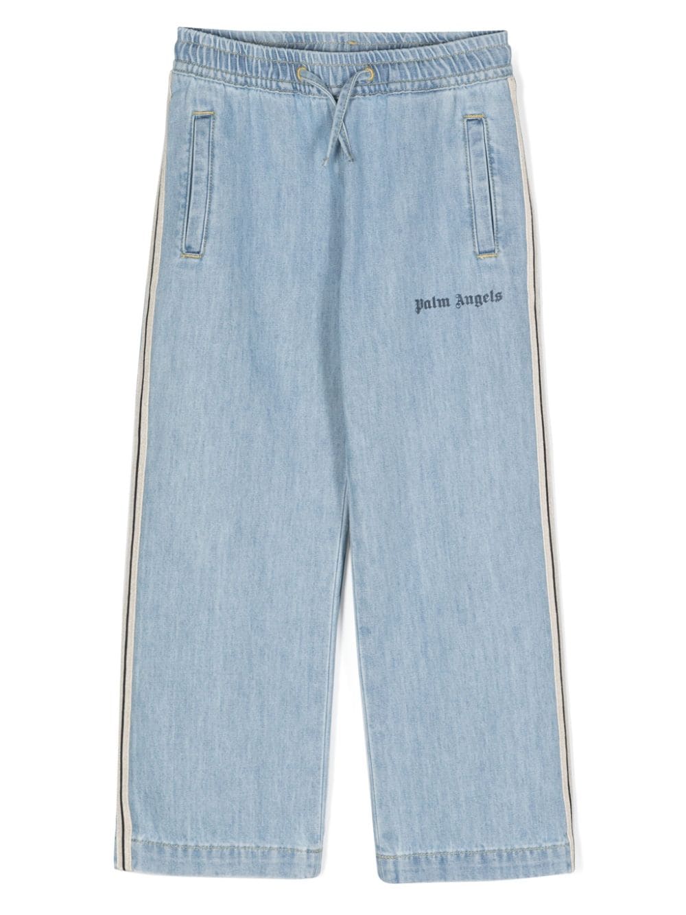 Palm Angels Kids chambray track pants - Blue von Palm Angels Kids