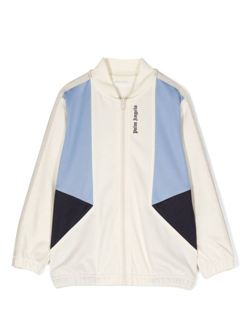 Palm Angels Kids colour-block logo-print track jacket - White von Palm Angels Kids