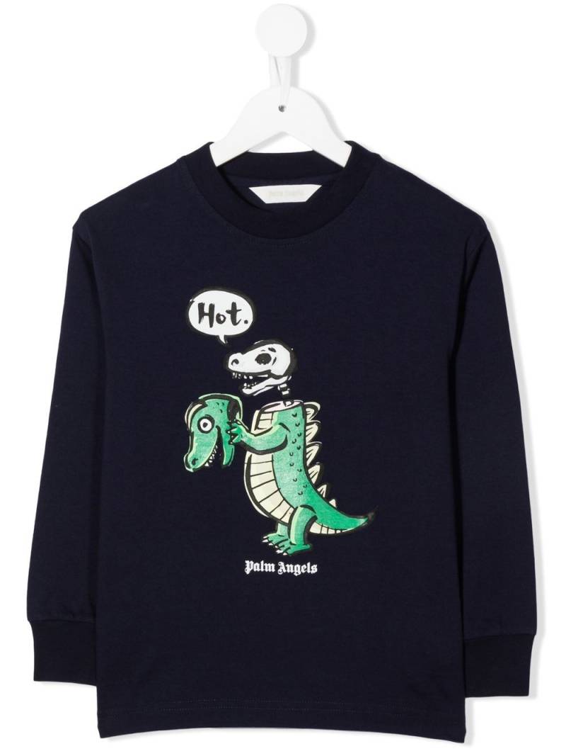 Palm Angels Kids crocodile-print long-sleeved T-shirt - Blue von Palm Angels Kids