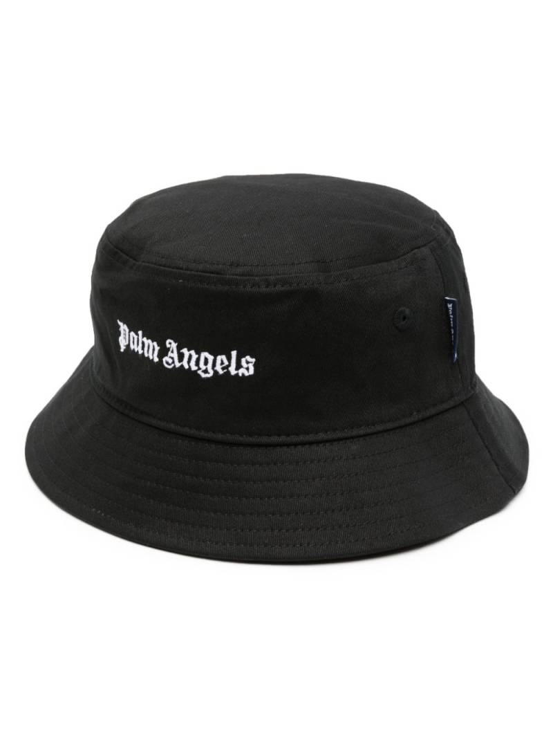 Palm Angels Kids embroidered-logo cotton bucket hat - Black von Palm Angels Kids