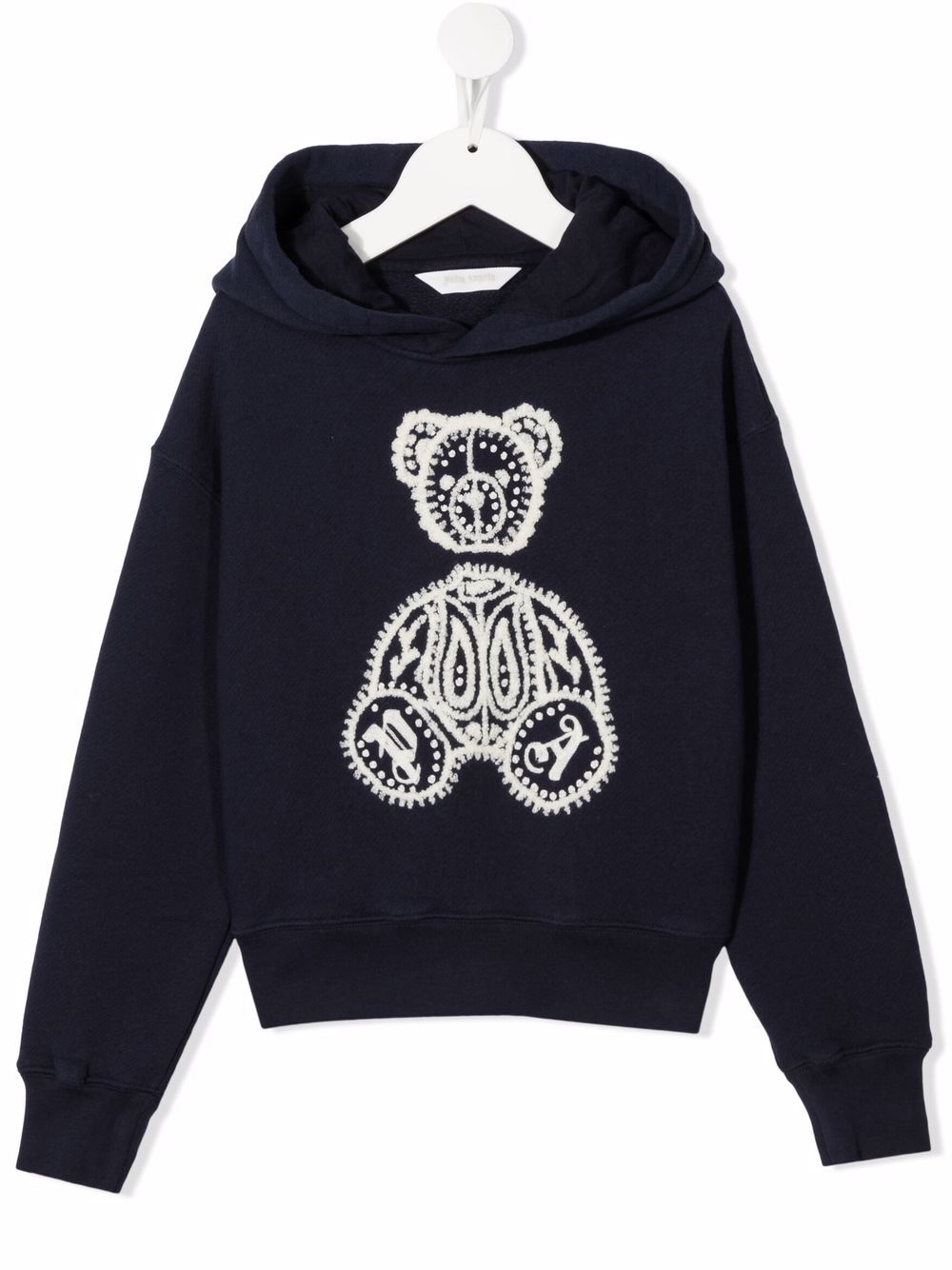 Palm Angels Kids embroidered paisley-bear cotton hoodie - Blue von Palm Angels Kids