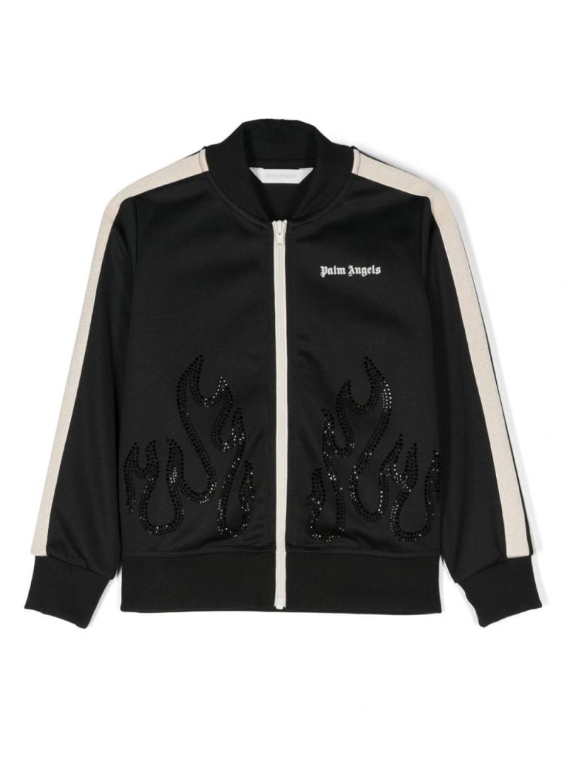 Palm Angels Kids Flames strass-embellished track jacket - Black von Palm Angels Kids