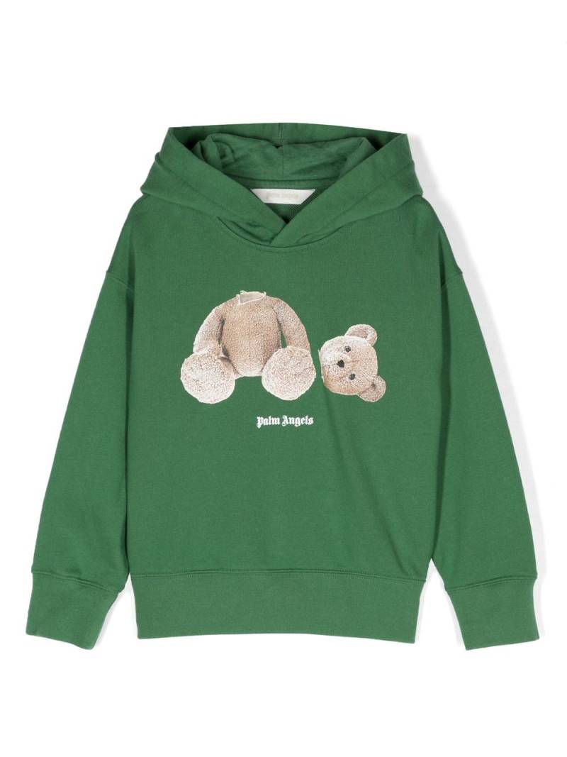 Palm Angels Kids graphic-print organic cotton hoodie - Green von Palm Angels Kids