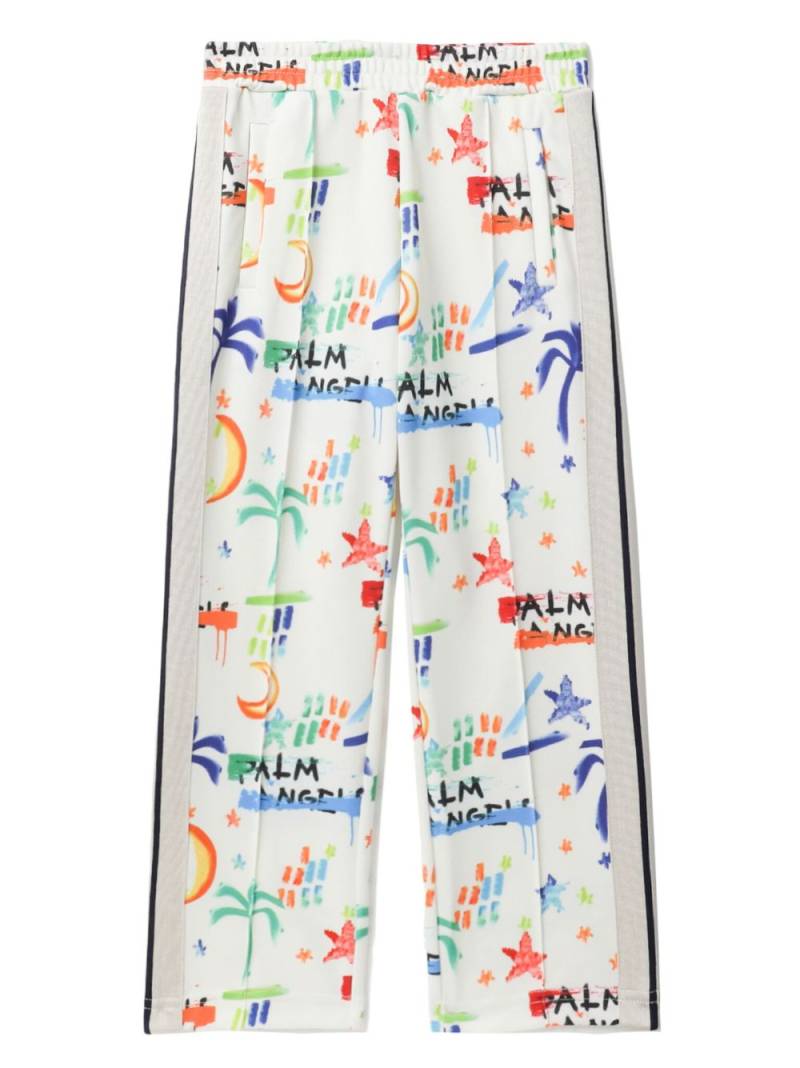 Palm Angels Kids graphic-print track pants - White von Palm Angels Kids