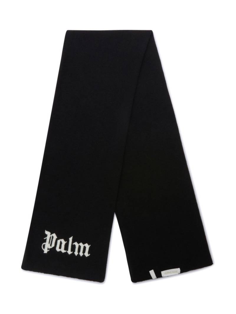 Palm Angels Kids knitted logo-embroidered scarf - Black von Palm Angels Kids