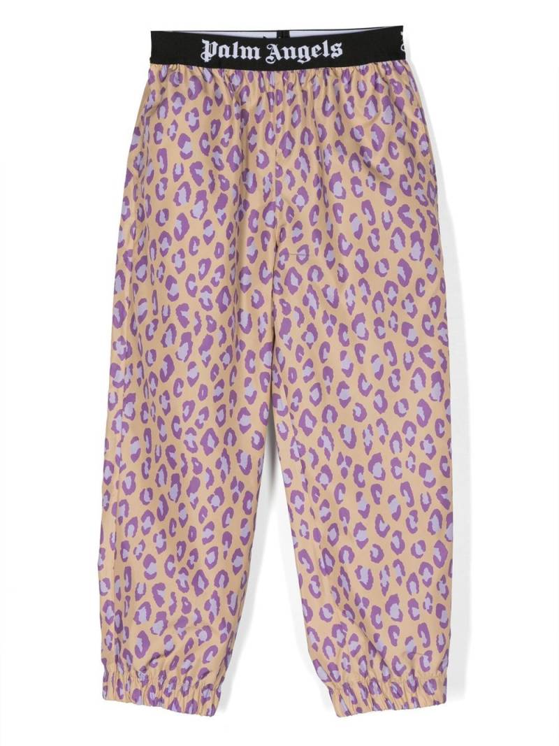 Palm Angels Kids leopard-print straight-leg track pants - Neutrals von Palm Angels Kids