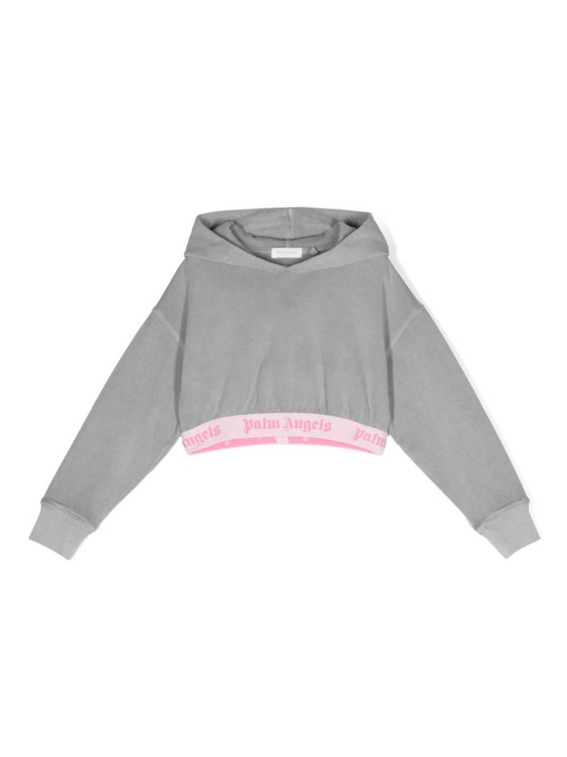 Palm Angels Kids logo-underband cropped hoodie - Grey von Palm Angels Kids