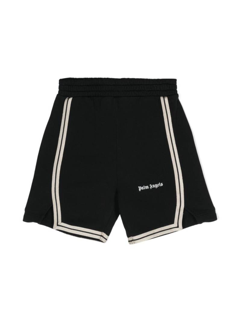 Palm Angels Kids logo-detail striped shorts - Black von Palm Angels Kids