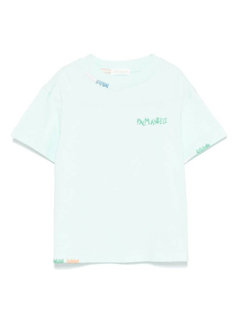 Palm Angels Kids logo-embroidered T-shirt - Blue von Palm Angels Kids