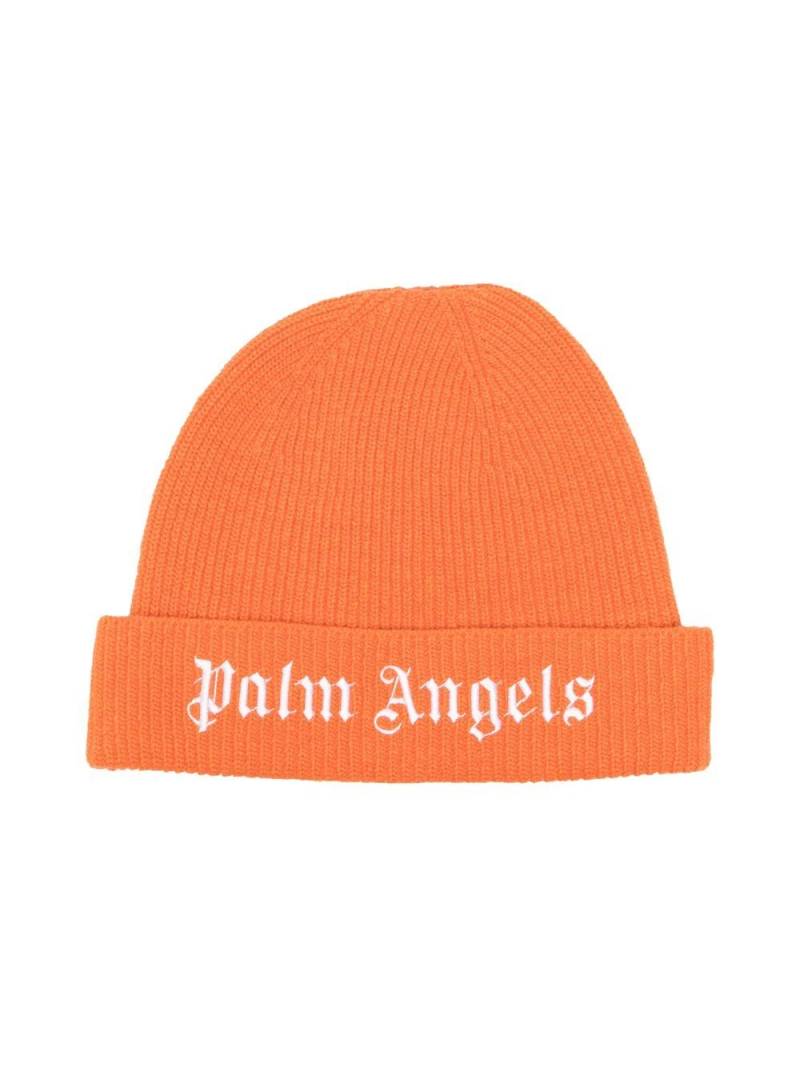 Palm Angels Kids logo embroidered beanie - Orange von Palm Angels Kids