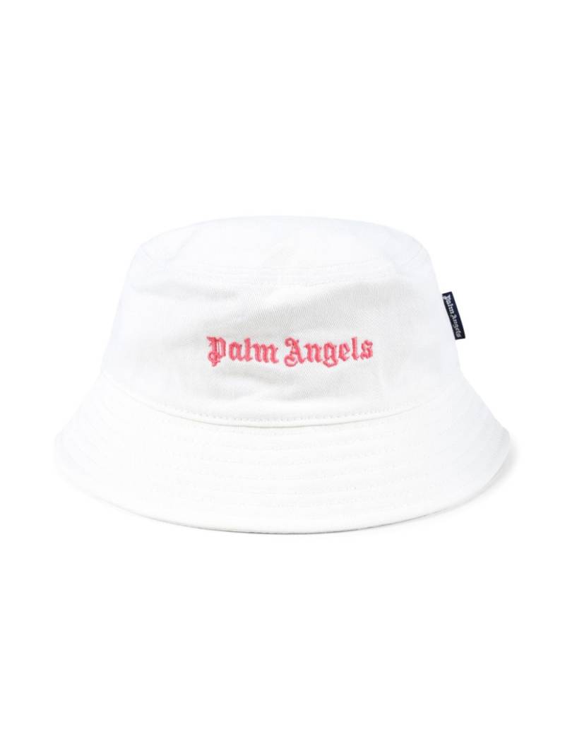 Palm Angels Kids logo-embroidered bucket hat - White von Palm Angels Kids