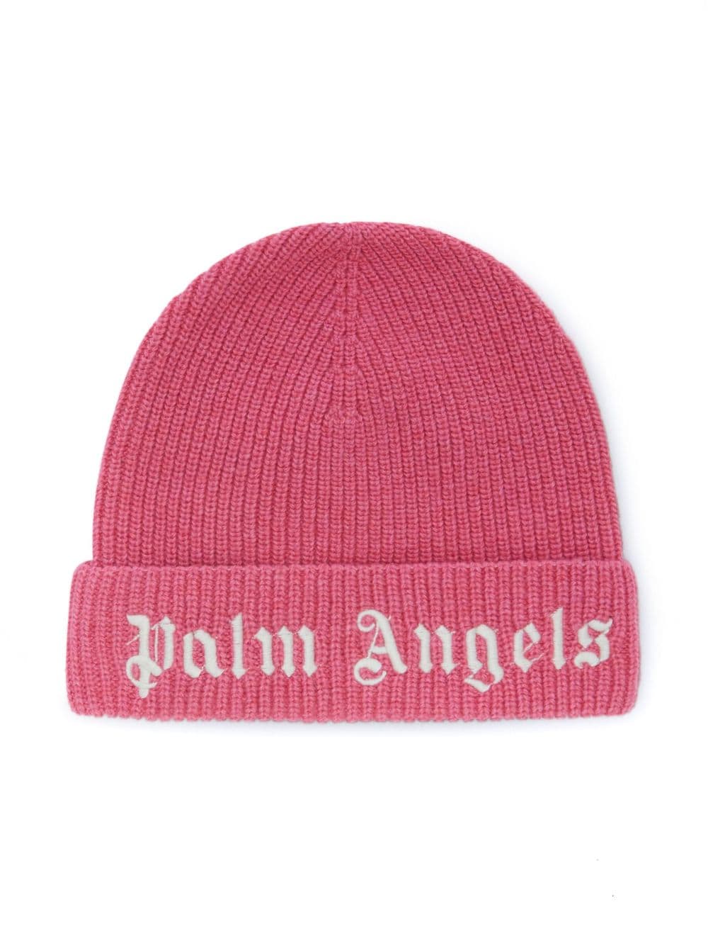 Palm Angels Kids logo-embroidered ribbed-knit beanie - Pink von Palm Angels Kids