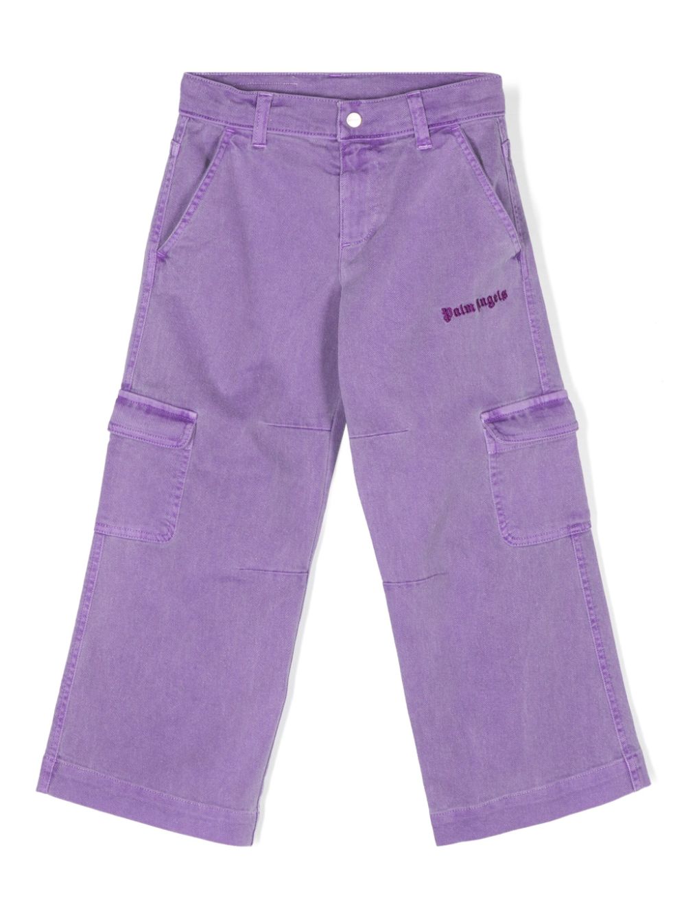 Palm Angels Kids logo-embroidered straight-leg jeans - Purple von Palm Angels Kids