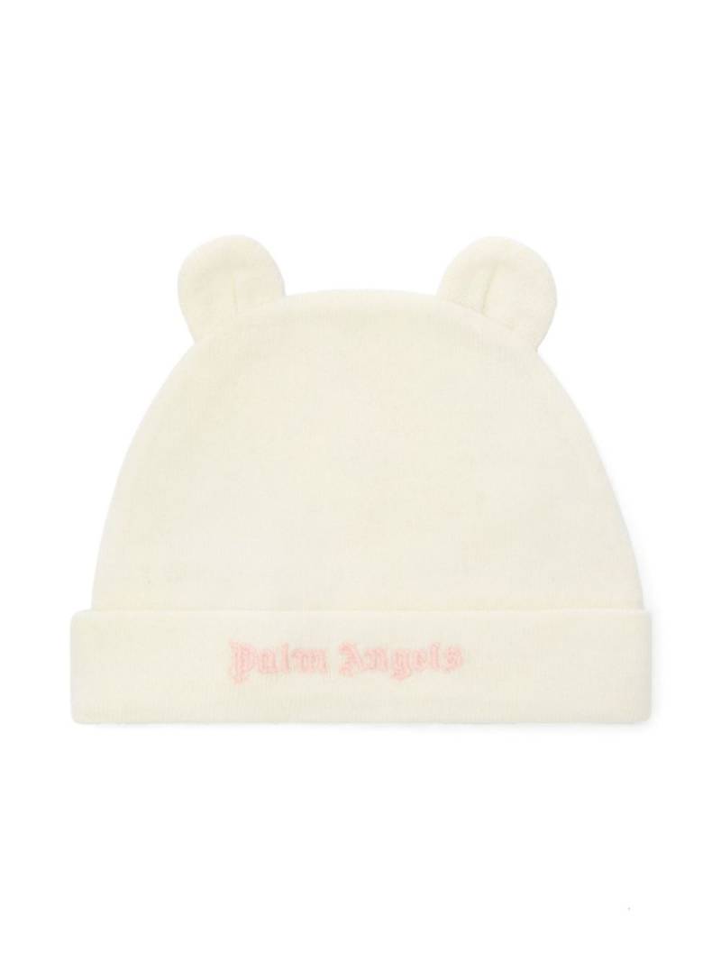 Palm Angels Kids logo-embroidered teddy beanie - Neutrals von Palm Angels Kids