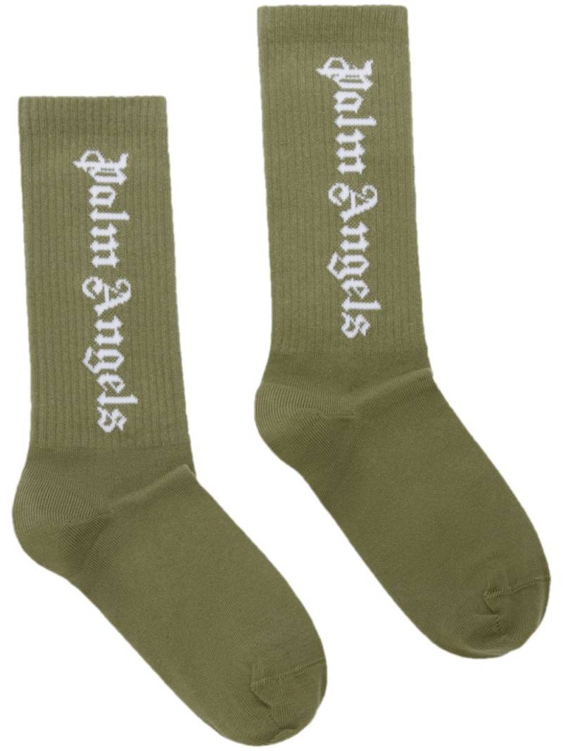 Palm Angels Kids logo-jacquard cotton socks - Green von Palm Angels Kids