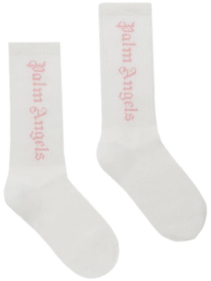 Palm Angels Kids logo-jacquard cotton socks - White von Palm Angels Kids