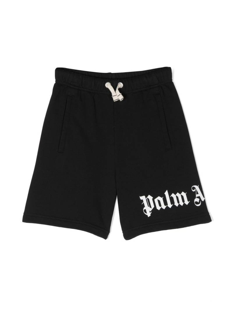 Palm Angels Kids logo print cotton shorts - Black von Palm Angels Kids