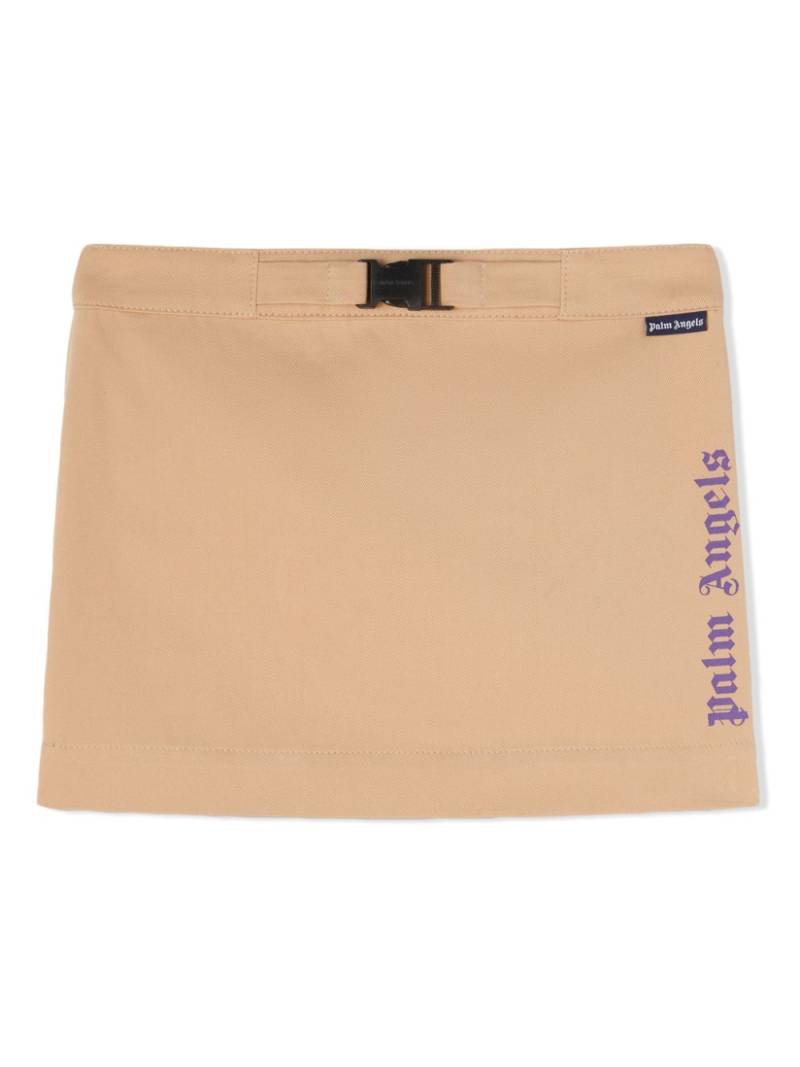 Palm Angels Kids logo-print cotton skirt - Neutrals von Palm Angels Kids