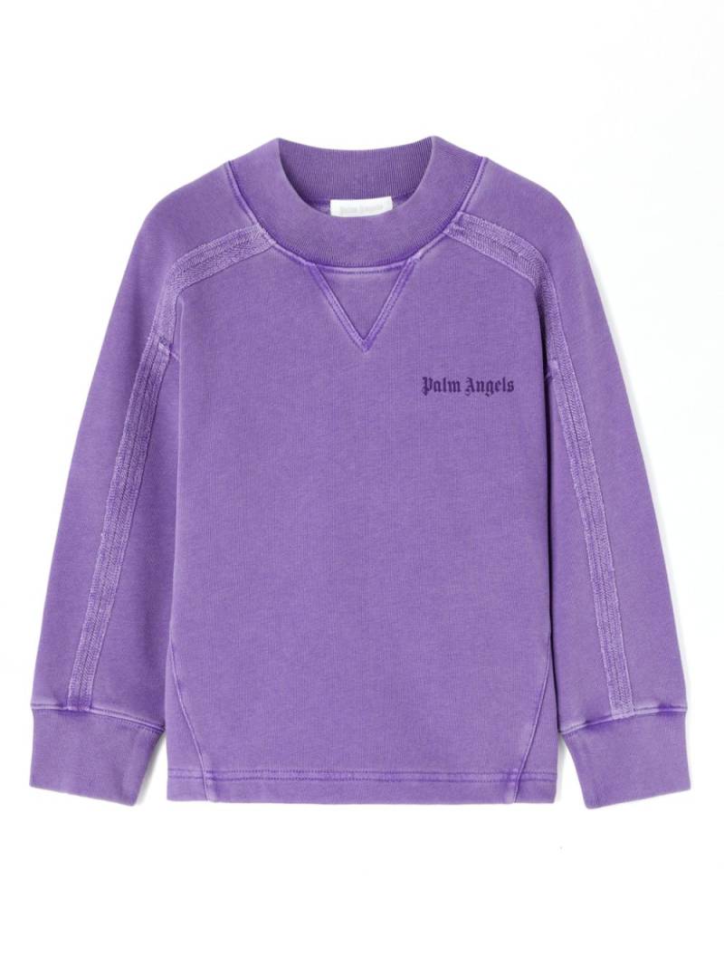 Palm Angels Kids logo-print cotton sweatshirt - Purple von Palm Angels Kids