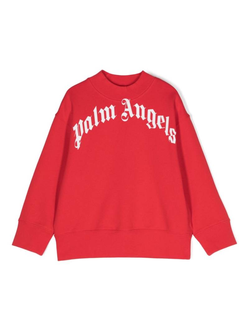 Palm Angels Kids curved-logo cotton sweatshirt - Red von Palm Angels Kids