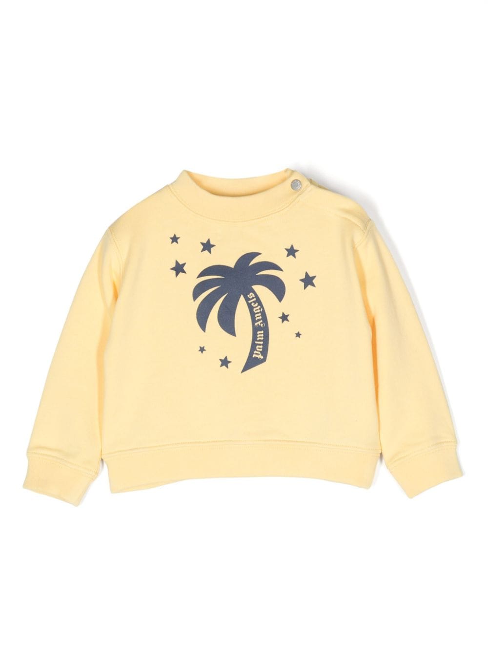 Palm Angels Kids logo-print cotton sweatshirt - Yellow von Palm Angels Kids