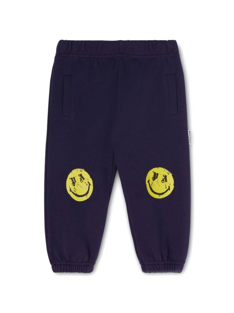 Palm Angels Kids logo-print cotton track pants - Blue von Palm Angels Kids