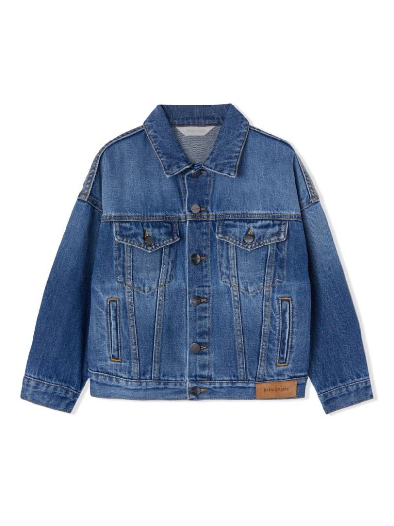 Palm Angels Kids logo-print denim jacket - Blue von Palm Angels Kids