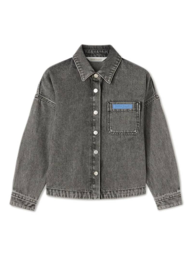 Palm Angels Kids logo-print denim overshirt - Black von Palm Angels Kids