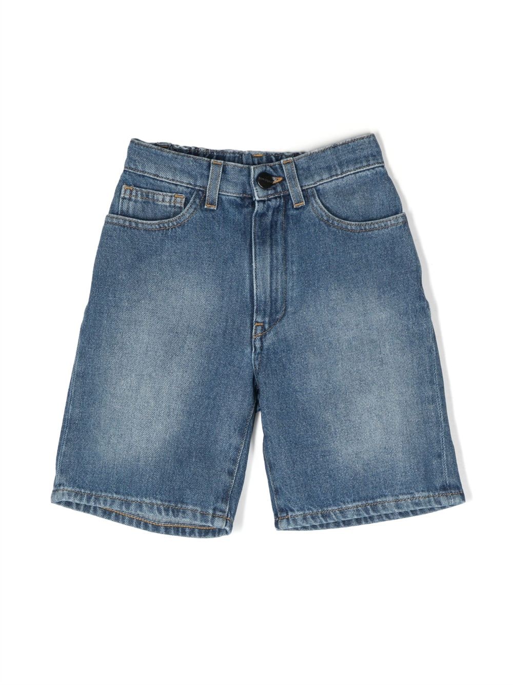 Palm Angels Kids logo-print denim shorts - Blue von Palm Angels Kids