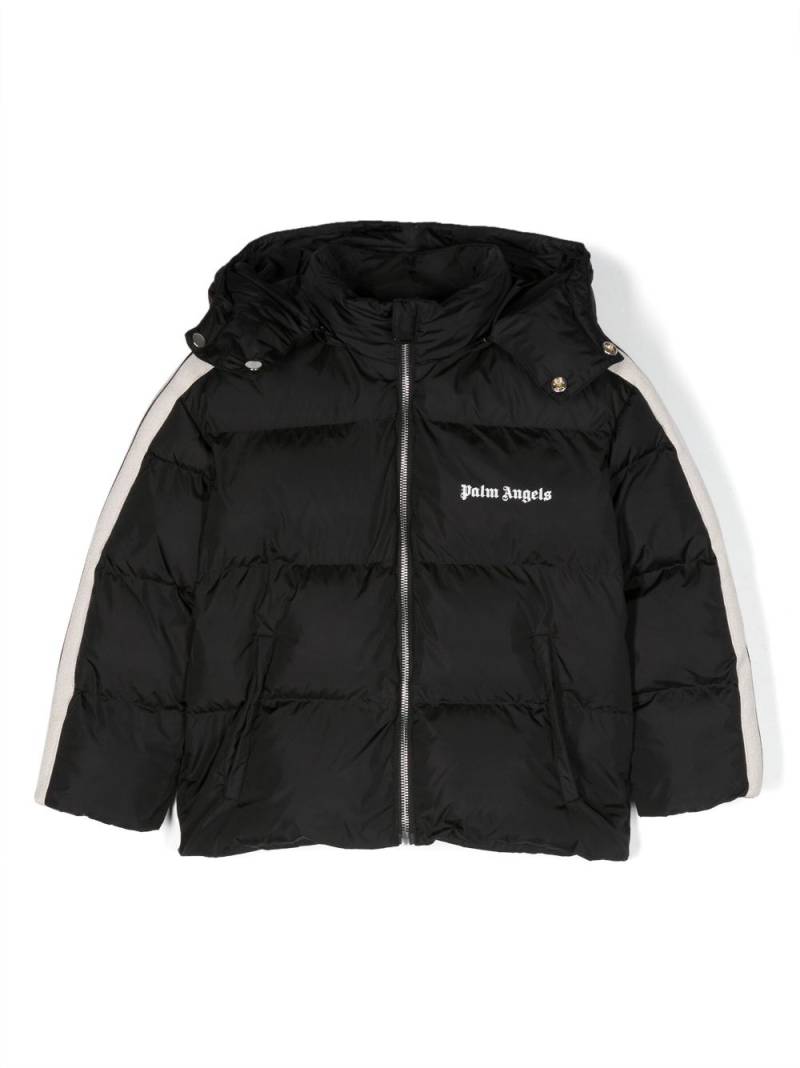 Palm Angels Kids logo-print hooded puffer jacket - Black von Palm Angels Kids