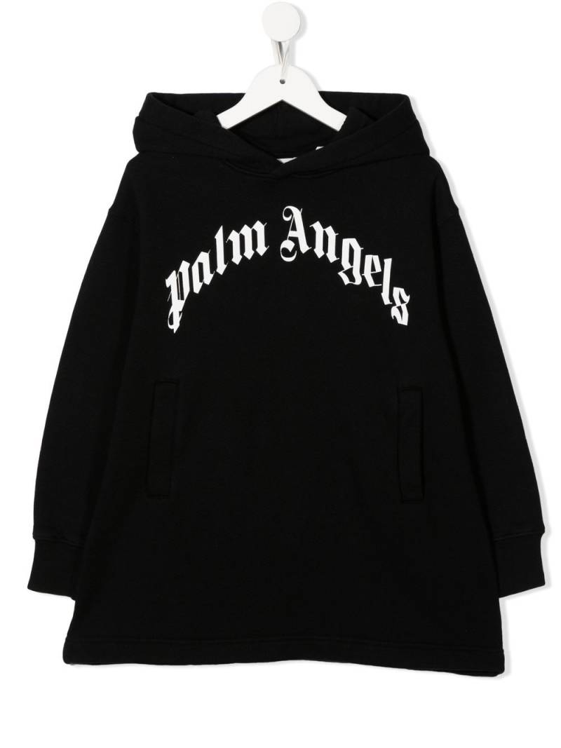 Palm Angels Kids logo-print hoodie dress - Black von Palm Angels Kids