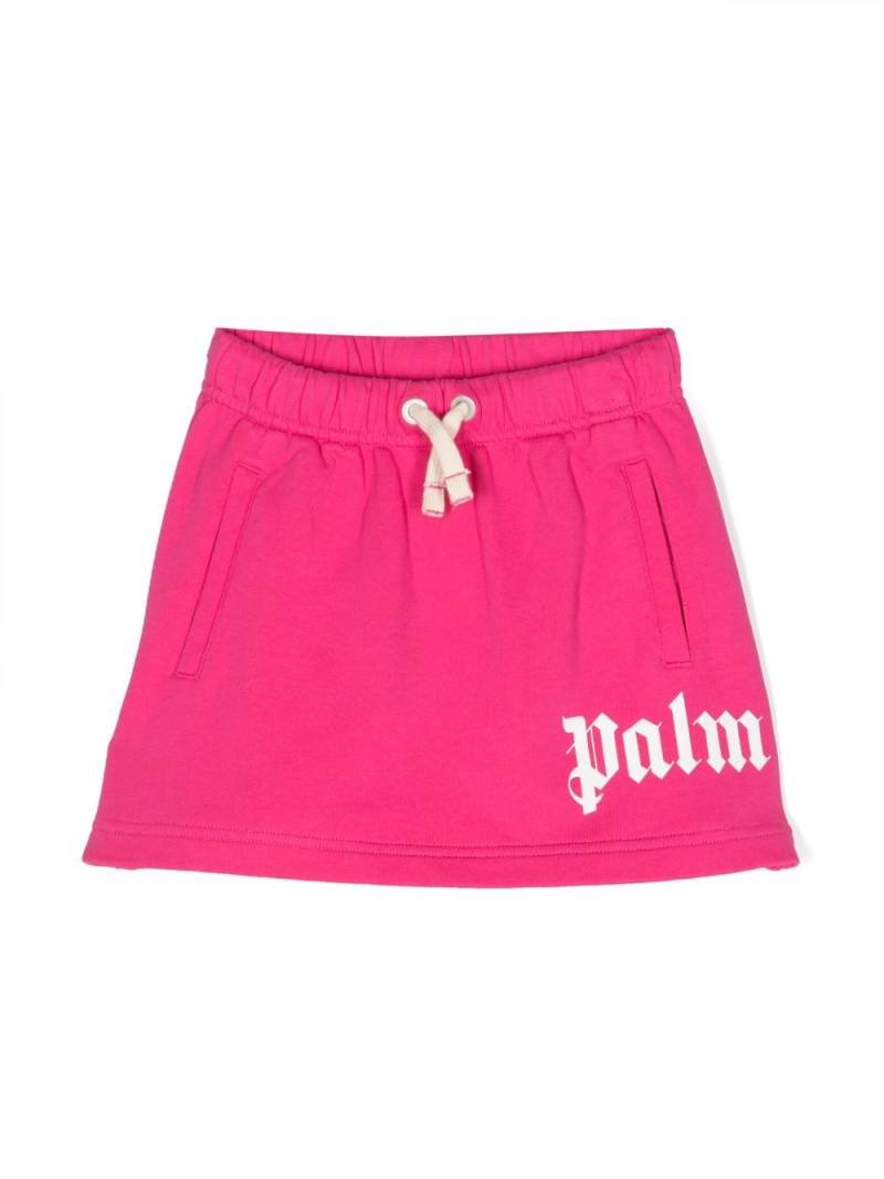 Palm Angels Kids logo-print jersey skirt - Pink von Palm Angels Kids