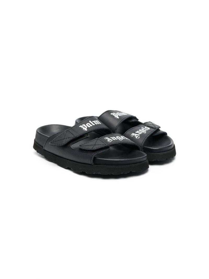 Palm Angels Kids logo-print leather sandals - Black von Palm Angels Kids