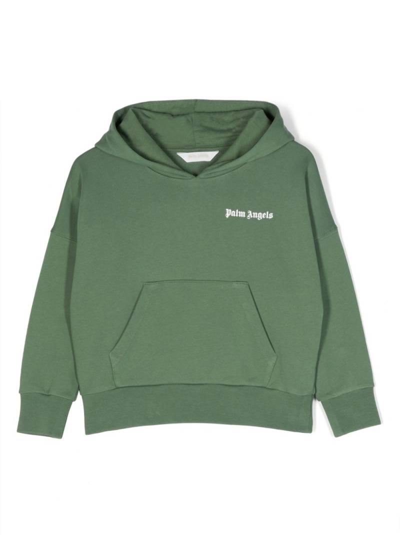 Palm Angels Kids logo-print organic cotton hoodie - Green von Palm Angels Kids