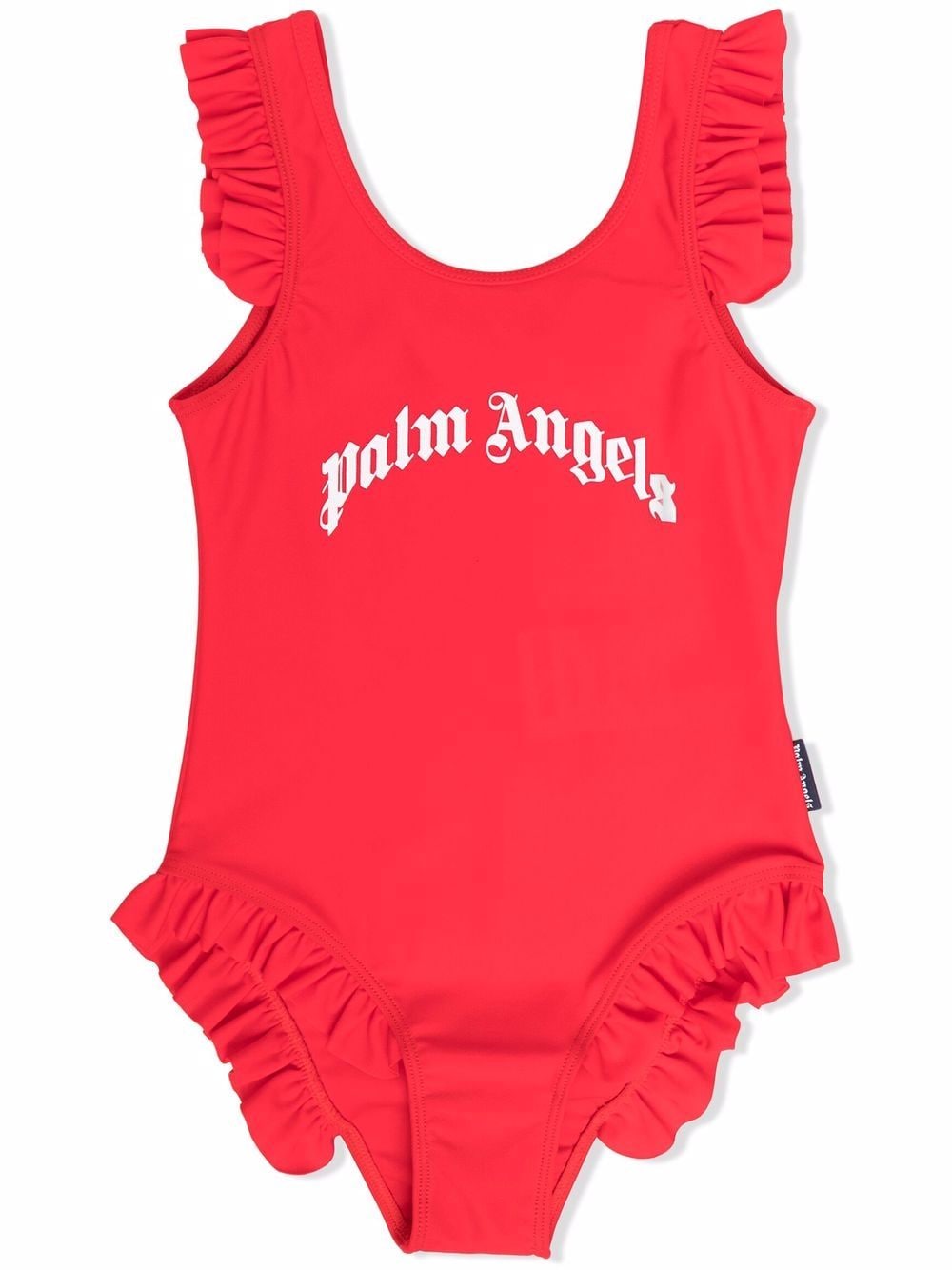 Palm Angels Kids logo-print ruffle-cuff swimsuit - Red von Palm Angels Kids