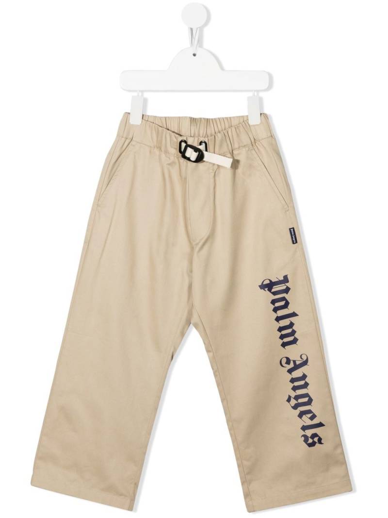 Palm Angels Kids logo-print straight-leg trousers - Neutrals von Palm Angels Kids