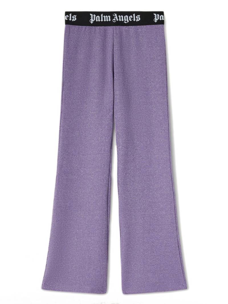 Palm Angels Kids logo-waistband Lurex track pants - Purple von Palm Angels Kids