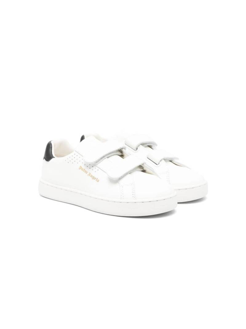 Palm Angels Kids logo-print touch-strap leather sneakers - White von Palm Angels Kids