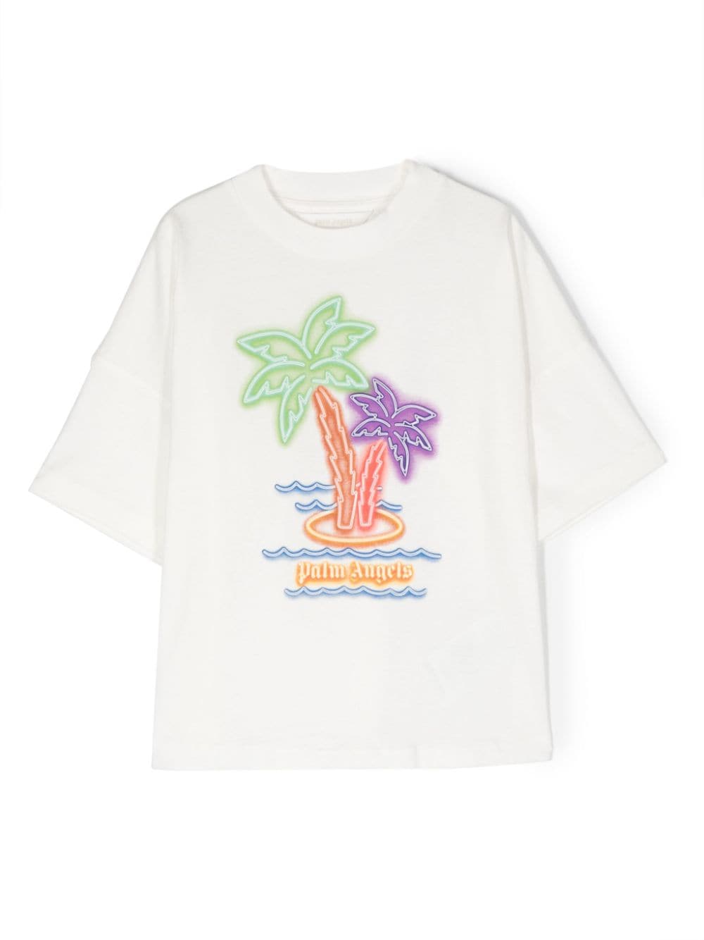 Palm Angels Kids Neon Palms cotton T-shirt - White von Palm Angels Kids