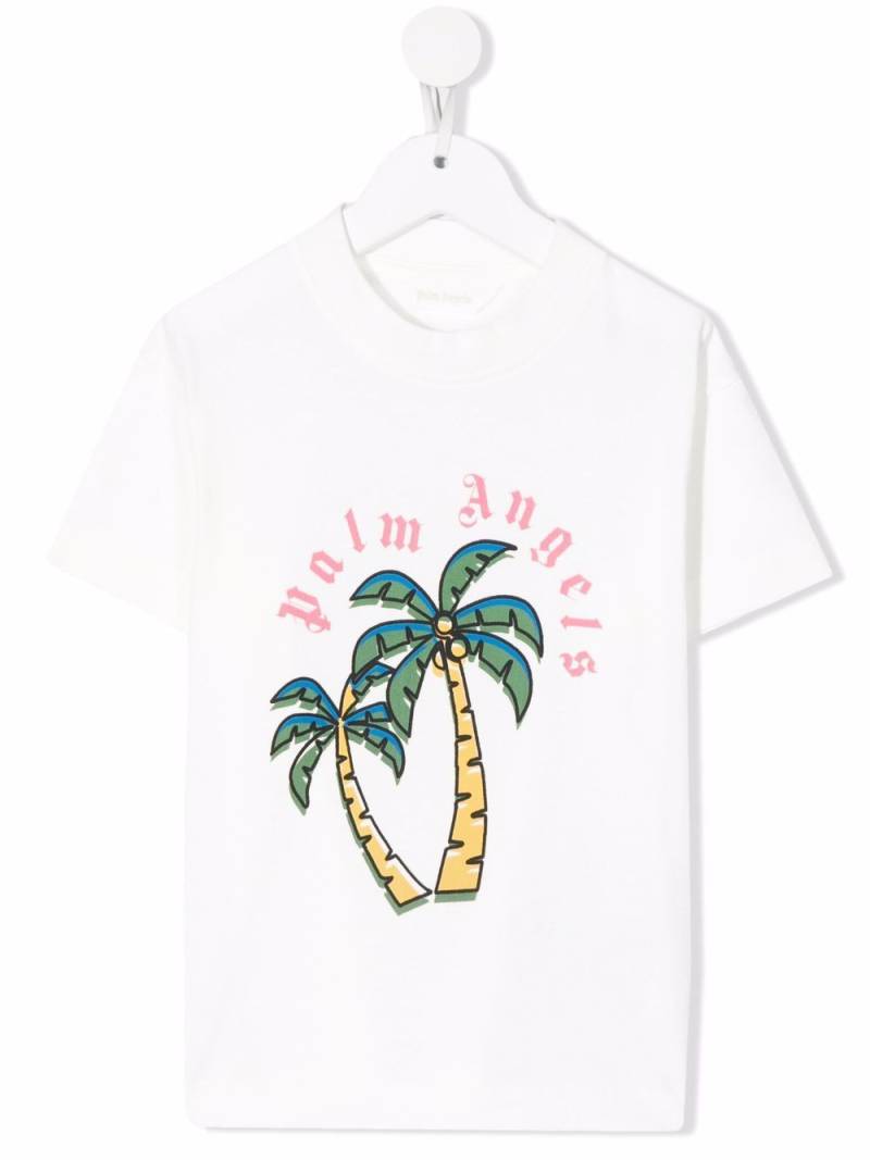 Palm Angels Kids palm tree logo-print T-shirt - White von Palm Angels Kids