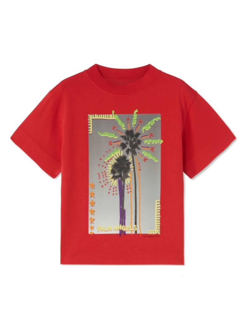 Palm Angels Kids photograph-print cotton T-shirt - Red von Palm Angels Kids