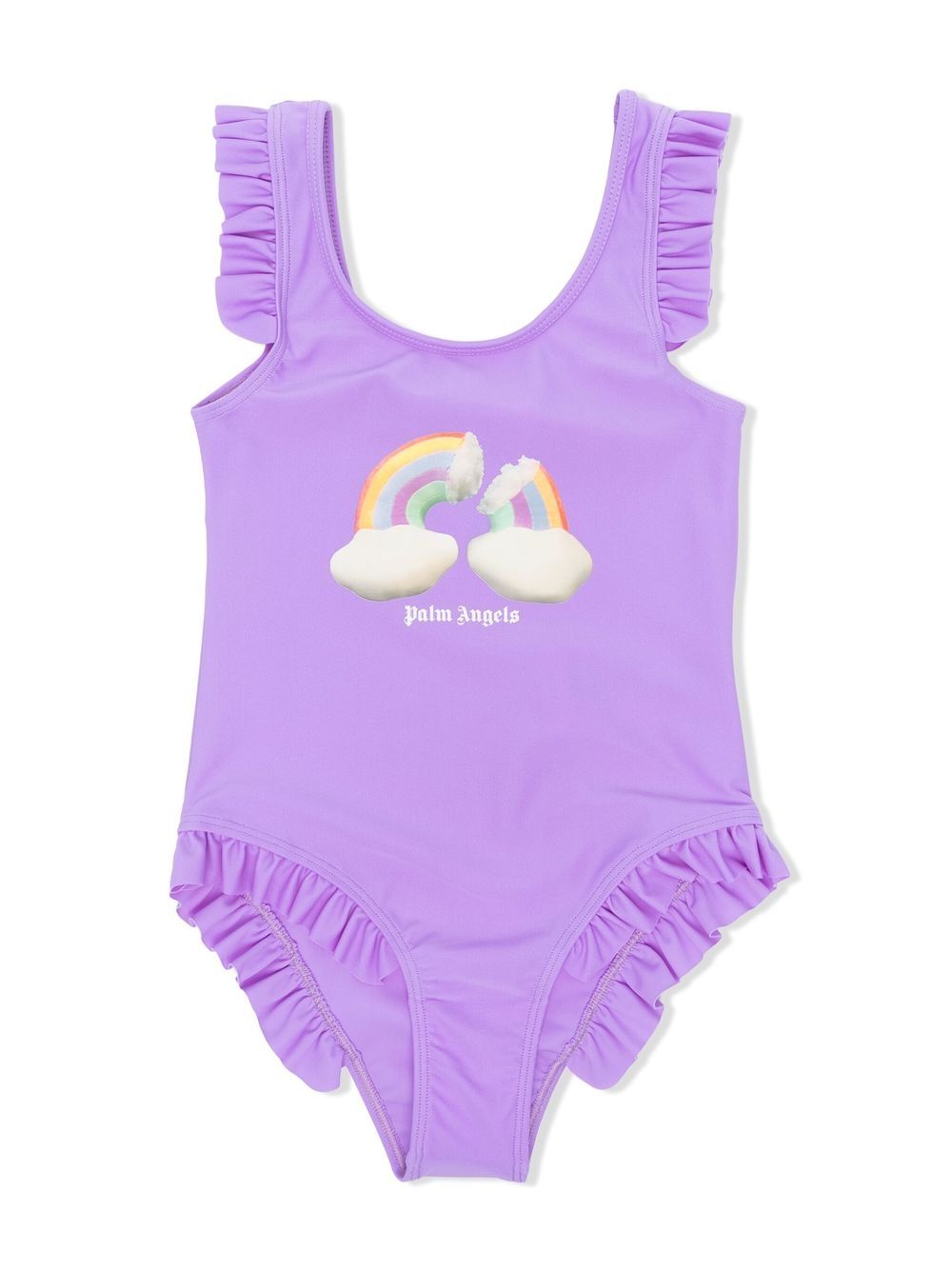 Palm Angels Kids ruffle-detail one-piece swimsuit - Purple von Palm Angels Kids