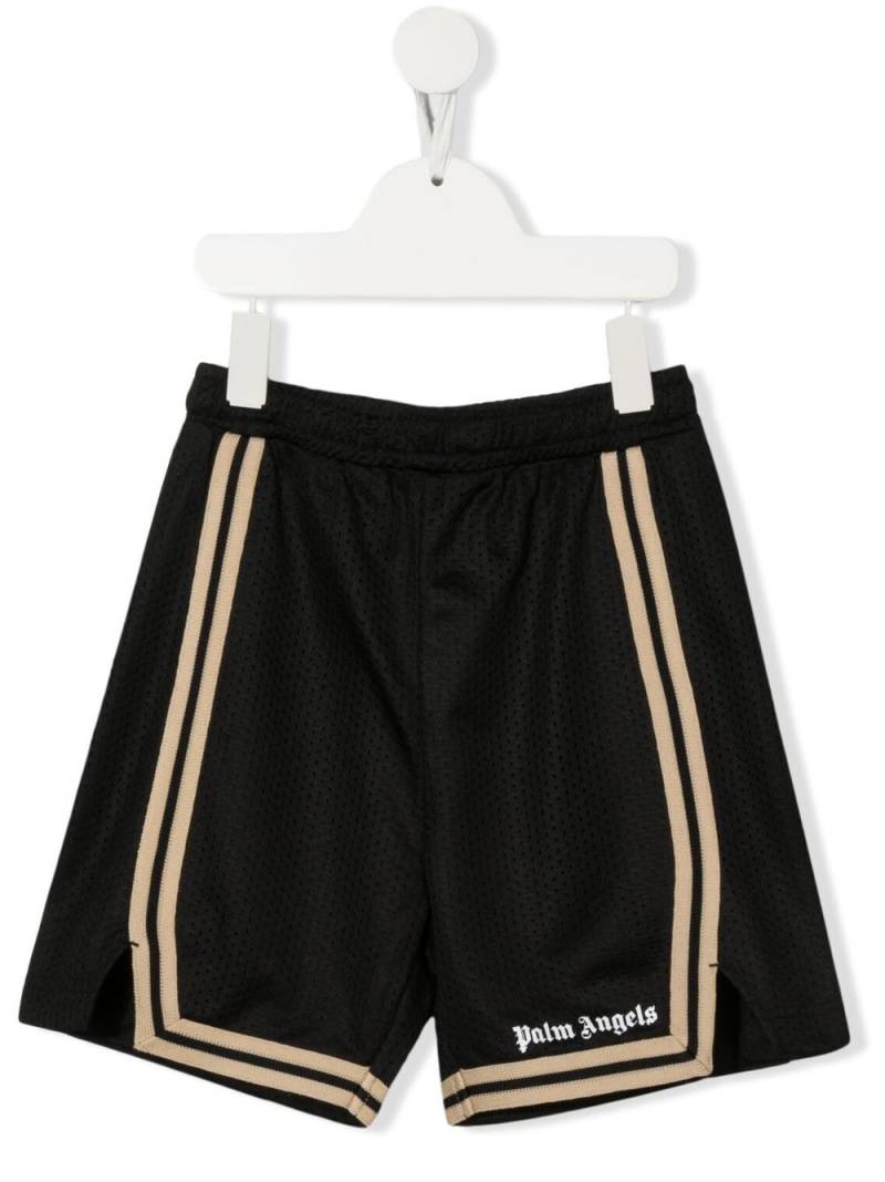 Palm Angels Kids side-stripe logo-print shorts - Black von Palm Angels Kids