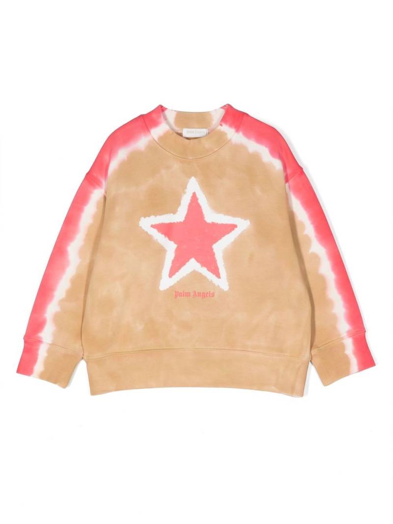 Palm Angels Kids star tie-dye print sweatshirt - Brown von Palm Angels Kids