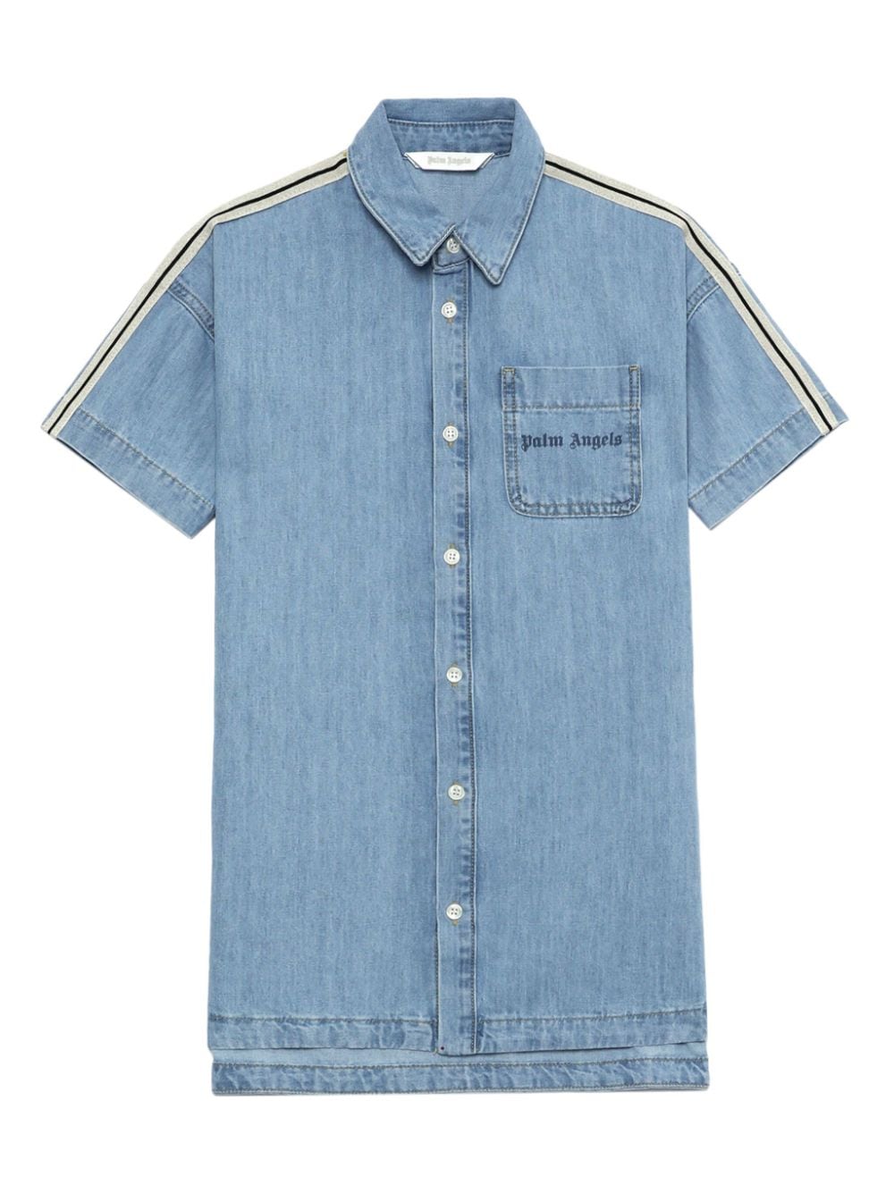 Palm Angels Kids stripe-detail denim dress - Blue von Palm Angels Kids