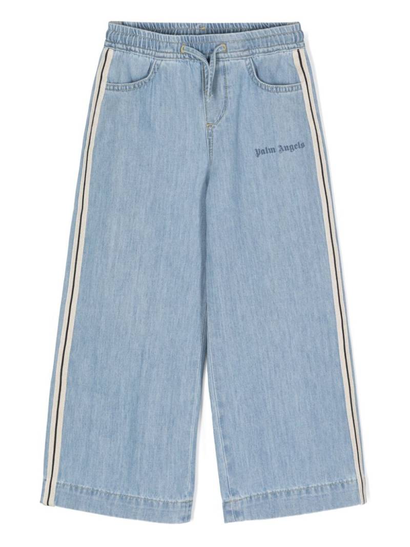 Palm Angels Kids chambray track pants - Blue von Palm Angels Kids