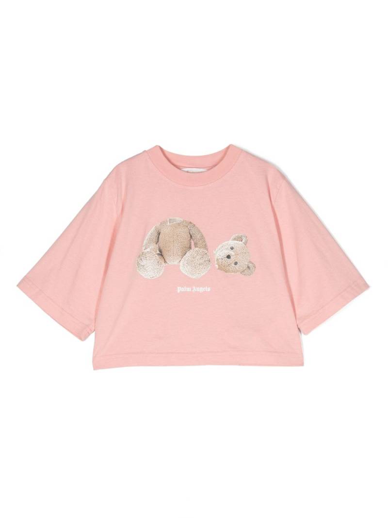 Palm Angels Kids teddy-bear cotton crop top - Pink von Palm Angels Kids