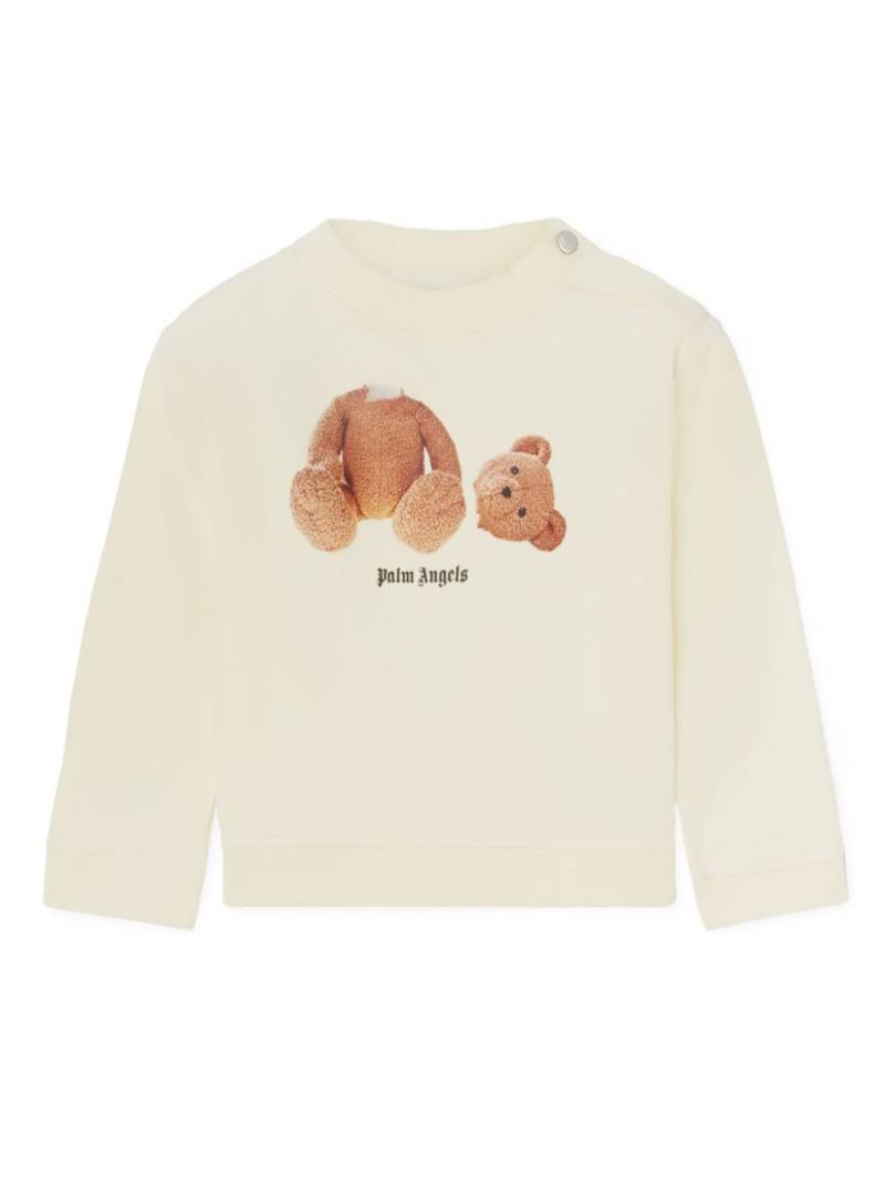 Palm Angels Kids teddy bear-print cotton sweatshirt - Neutrals von Palm Angels Kids